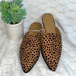 Loft Leopard Faux Calf Hair Mule Pointed Flats